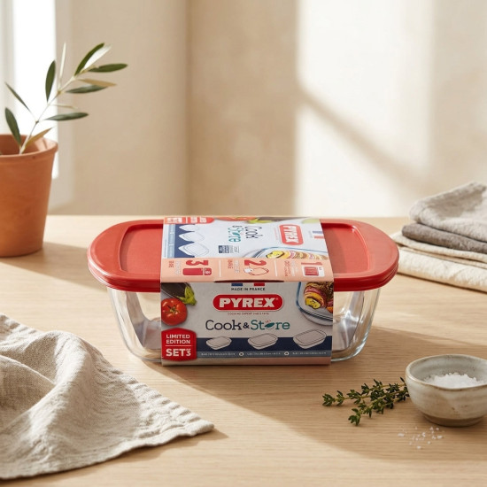 Pyrex Glass Food Storage Container Set 3 Pcs